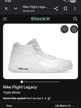 NWT, Nike Flight Legacy White High-Top Sneakers